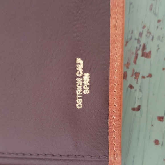 Vintage 80s Ostrich Calf Leather Clutch Wallet - Picture 8 of 9